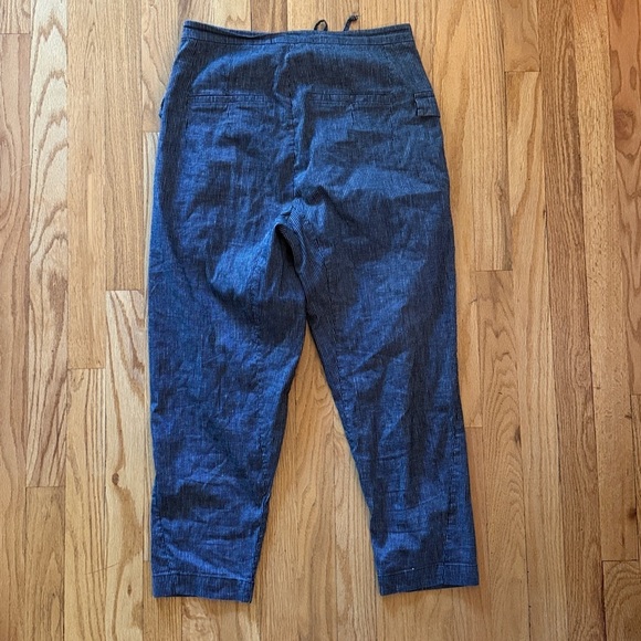 Transit Par Such sz 6 Button-Up Pants navy stripe button fly cotton linen pants - Picture 5 of 8